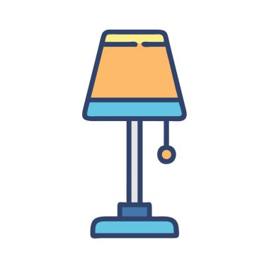 Basit bir uçak vektörü, bir lambanın temiz ve minimal stil düz ikon illüstrasyonunda tırmalanması.