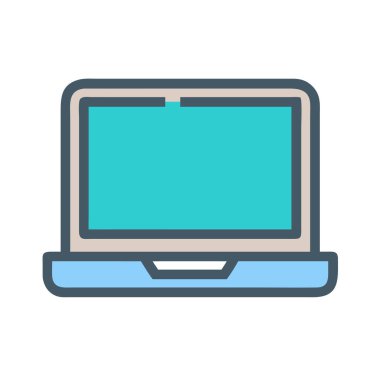 Basit bir uçak vektörü dizüstü bilgisayarın temiz ve minimal stil düz resim çizimi.