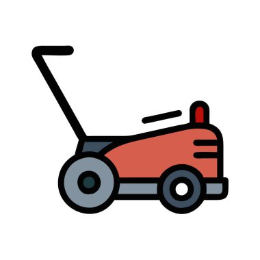 Basit bir uçak vektörü çim biçme makinesinin temiz ve minimal stil düz resim çizimi.