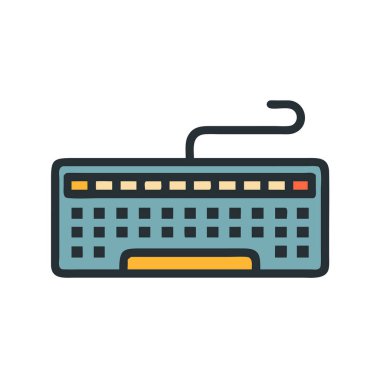 Basit bir düzlem vektörü klavyenin temiz ve minimal stil düz resim çizimi.