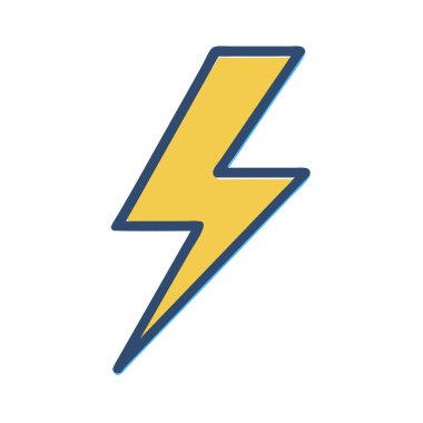 Basit bir uçak vektörü, bir yıldırımın temiz ve minimal stil düz ikon çiziminde zirvesine çıkıyor..