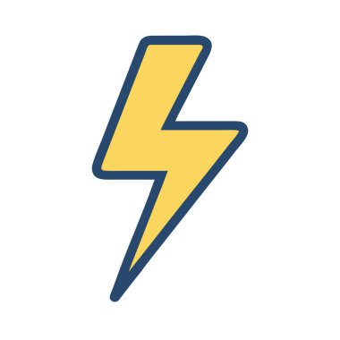 Basit bir uçak vektörü, bir yıldırımın temiz ve minimal stil düz ikon çiziminde zirvesine çıkıyor..