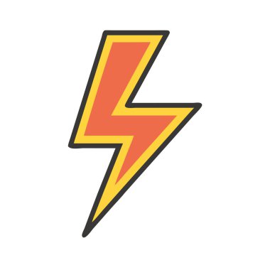 Basit bir uçak vektörü, bir yıldırımın temiz ve minimal stil düz ikon çiziminde zirvesine çıkıyor..