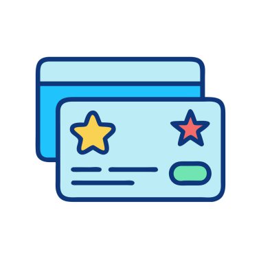 Basit bir uçak vektörü, bir sadakat kartının temiz ve minimal stil düz ikon resimlemesindeki bir parçası.