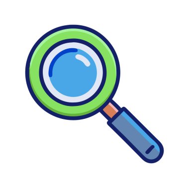 Basit bir düzlem vektör klipslemesi bir büyüteç temiz ve minimal stil düz ikon resimleme.