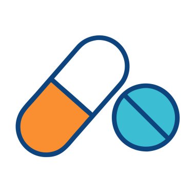 simple vector clipart of an medicine pill in a clean and minimal style flat icon illustration.