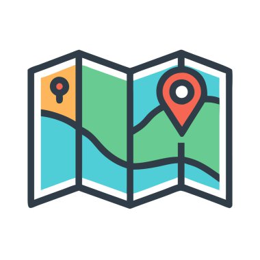 simple vector clipart of an map in a clean and minimal style flat icon illustration.