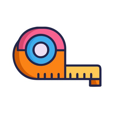simple vector clipart of an measuring tape in a clean and minimal style flat icon illustration.