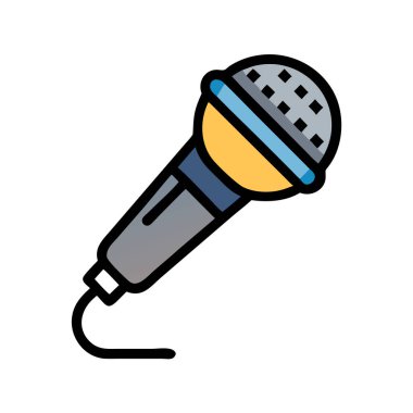simple vector clipart of an microphone in a clean and minimal style flat icon illustration.