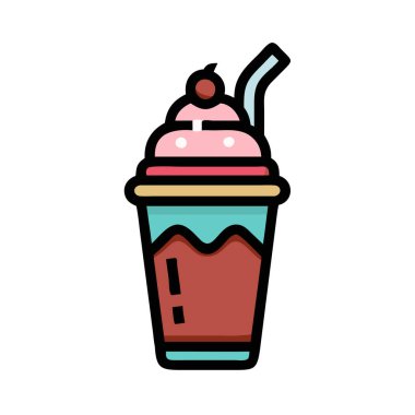 simple vector clipart of a milkshake in a clean and minimal style flat icon illustration.
