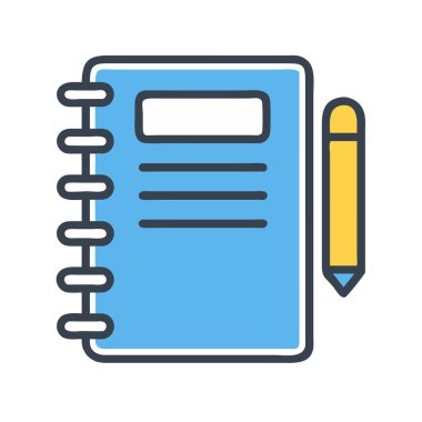 simple vector clipart of a notebook in a clean and minimal style flat icon illustration.