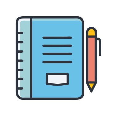 simple vector clipart of a notebook in a clean and minimal style flat icon illustration.