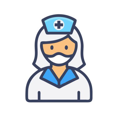 simple vector clipart of a nurse in a clean and minimal style flat icon illustration.