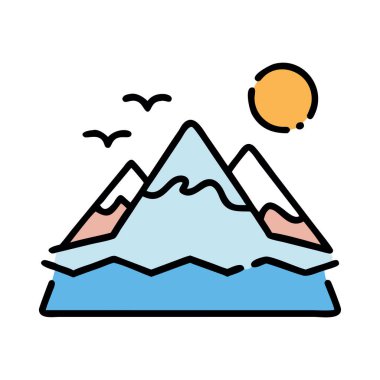 simple vector clipart of a mountain in a clean and minimal style flat icon illustration.