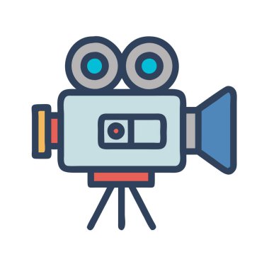 simple vector clipart of a movie camera in a clean and minimal style flat icon illustration.