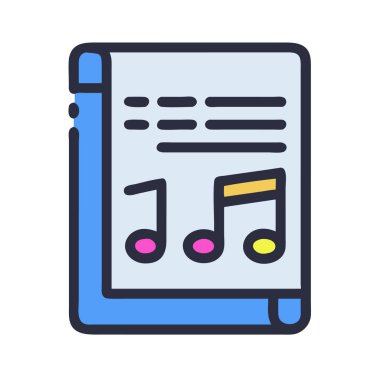 simple vector clipart of a music sheet in a clean and minimal style flat icon illustration.