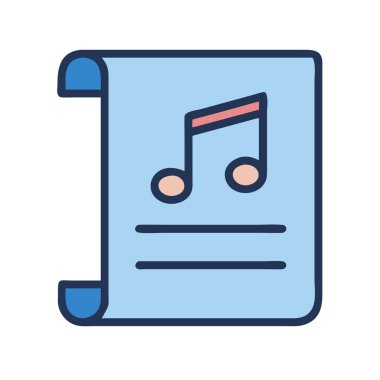 simple vector clipart of a music sheet in a clean and minimal style flat icon illustration.