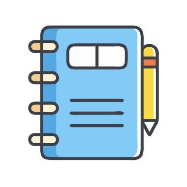simple vector clipart of a notebook in a clean and minimal style flat icon illustration.