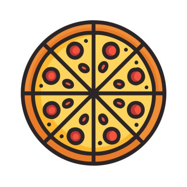 simple vector clipart of a pizza in a clean and minimal style flat icon illustration.