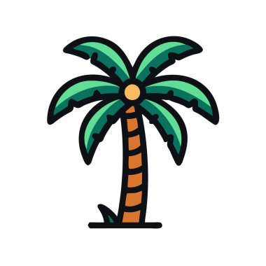simple vector clipart of a palm tree in a clean and minimal style flat icon illustration.