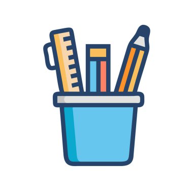 simple vector clipart of a pen holder in a clean and minimal style flat icon illustration.