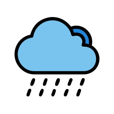 Bir yağmur bulutunun basit uçak vektörü temiz ve minimal stil düz ikon resimlemesi.