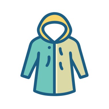 Basit bir uçak vektörü, bir yağmurluğun temiz ve minimal stil düz simge çizimi ile klipslemesi.