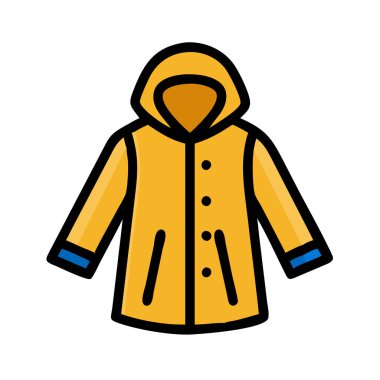 Basit bir uçak vektörü, bir yağmurluğun temiz ve minimal stil düz simge çizimi ile klipslemesi.