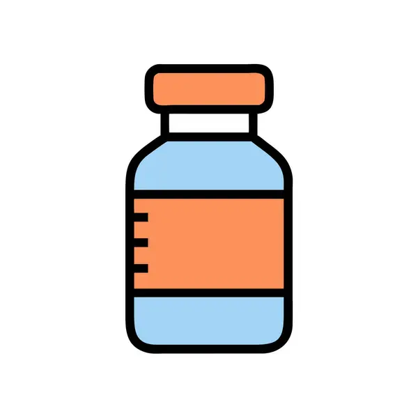 Basit bir uçak vektörü, bir ilaç şişesinin temiz ve minimal stil düz ikon resimlemesi.