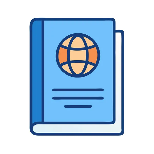 Basit bir uçak vektörü pasaporttaki temiz ve minimal stil düz resim çizimi.