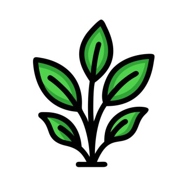 Basit bir düzlem vektörü, bir bitkinin temiz ve minimal stil düz ikon resimlemesinde yer alır..