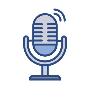 Bir podcast mikrofonunun basit uçak vektör clipart 'ı temiz ve minimal stil düz ikon resimleme.