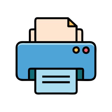 Bir yazıcının basit uçak vektör klipsi temiz ve minimal stil düz simge resimlemesiName.