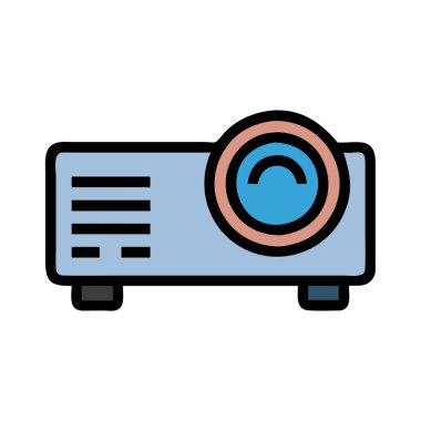 Bir projektörün basit düzlem vektör klipsi temiz ve minimal stil düz resim.