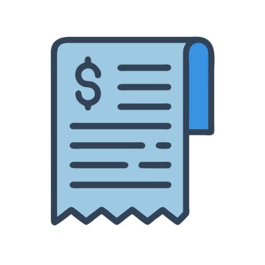 Basit bir düzlem vektör kesiti bir makbuzun temiz ve minimal stil düz ikon resimlemesi.