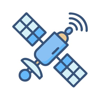 Basit bir düzlem vektörü, bir uydunun temiz ve minimal stil düz simge çizimi ile bağlanır.