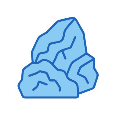 Basit bir düzlem vektörü, bir kayanın temiz ve minimal stil düz ikon illüstrasyonunda parçalanmış halidir.