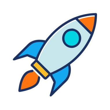 Bir roketin basit uçak vektör klipsi temiz ve minimal stil düz ikon resimleme.