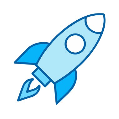 Bir roketin basit uçak vektör klipsi temiz ve minimal stil düz ikon resimleme.