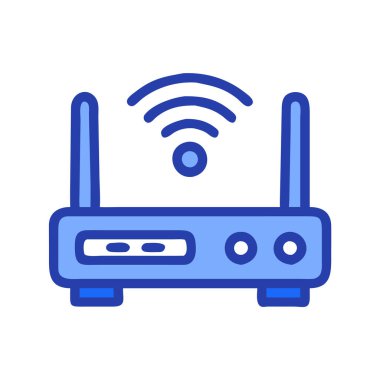 Bir yönlendiricinin basit düzlem vektör klipsi temiz ve minimal stil düz ikon illüstrasyonunda.