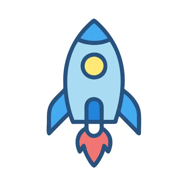 Bir roketin basit uçak vektör klipsi temiz ve minimal stil düz ikon resimleme.