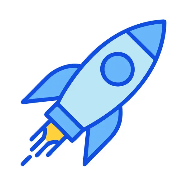 Bir roketin basit uçak vektör klipsi temiz ve minimal stil düz ikon resimleme.