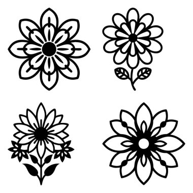 Basit bir çiçek deseninin basit vektör çizimi, basit ve temiz bir tarzda, romantik sevgililer günü konsepti tasarımı için