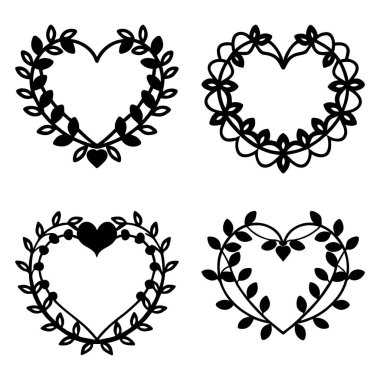 Basit bir kalp şeklindeki çelengin basit ve temiz bir tasarımı romantik sevgililer günü konsepti tasarımı için.