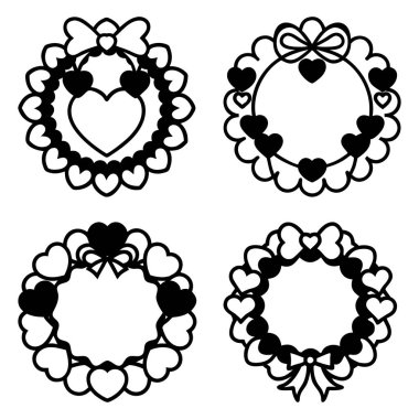 Sevgililer Günü 'nün kapı çelenginin basit ve temiz bir tasarımı romantik sevgililer günü konsepti tasarımı için.