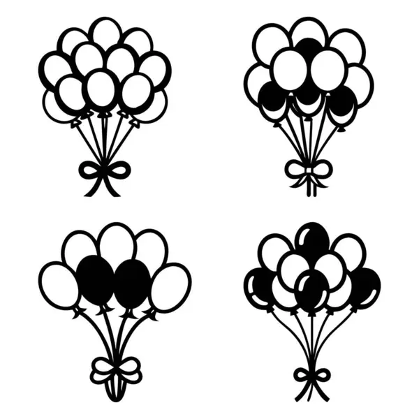 Romantik sevgililer günü konsepti tasarımı için basit ve temiz bir balon demetinin basit vektör çizimi