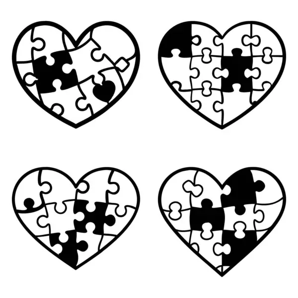 Romantik sevgililer günü konsepti tasarımı için basit ve temiz bir şekilde aşk bulmacası parçalarının basit vektör çizimi