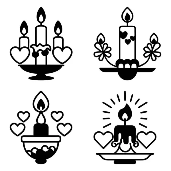 Romantik sevgililer günü konsepti tasarımı için basit ve temiz bir şekilde mum ışığının basit bir vektör çizimi