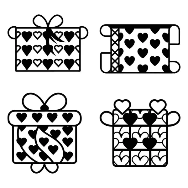 Sevgililer Günü hediye paketi deseninin basit vektör çizimi, basit ve temiz bir tarzda, romantik sevgililer günü konsepti tasarımı için.