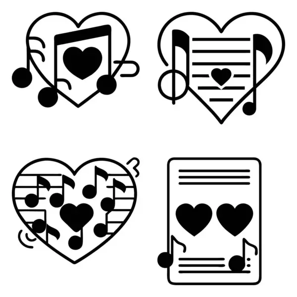 Sevgililer Günü 'nün şarkı listesi siluet vektörünün basit ve temiz bir şekilde romantik sevgililer günü konsepti tasarımı için çizimi